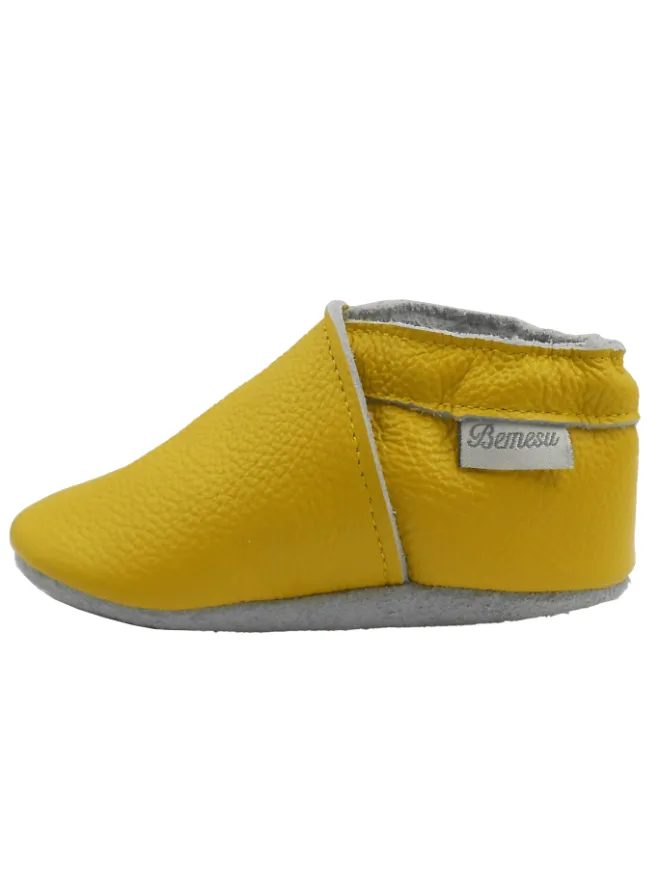 Bemesu Krabbelschuhe^Baby-Leder-Laufschuhe, komfortabel mit rutschfester Sohle - Gelb