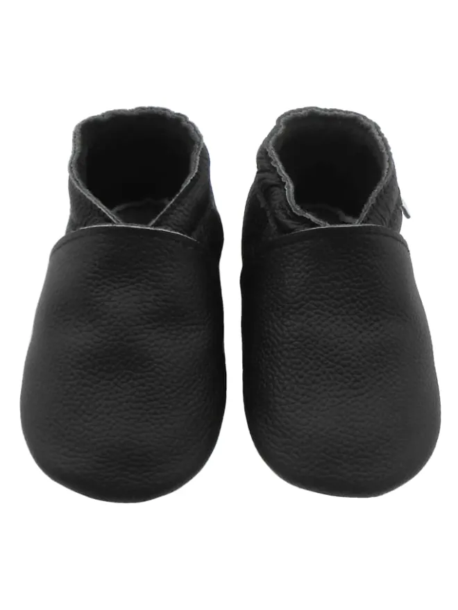 Baby-Leder-Laufschuhe, komfortabel mit rutschfester Sohle - Schwarz>Basrakids Best