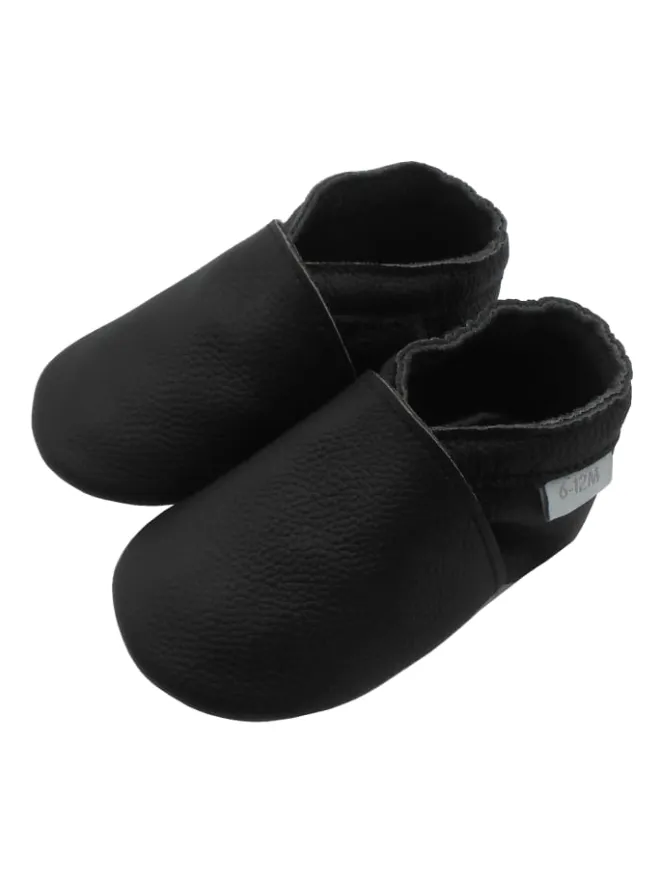 Baby-Leder-Laufschuhe, komfortabel mit rutschfester Sohle - Schwarz>Basrakids Best