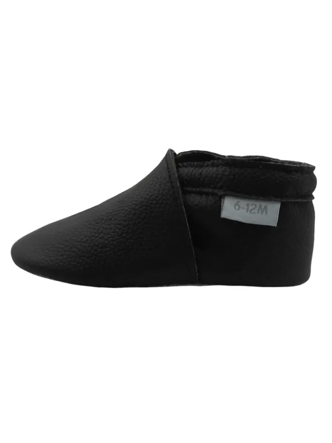 Baby-Leder-Laufschuhe, komfortabel mit rutschfester Sohle - Schwarz>Basrakids Best