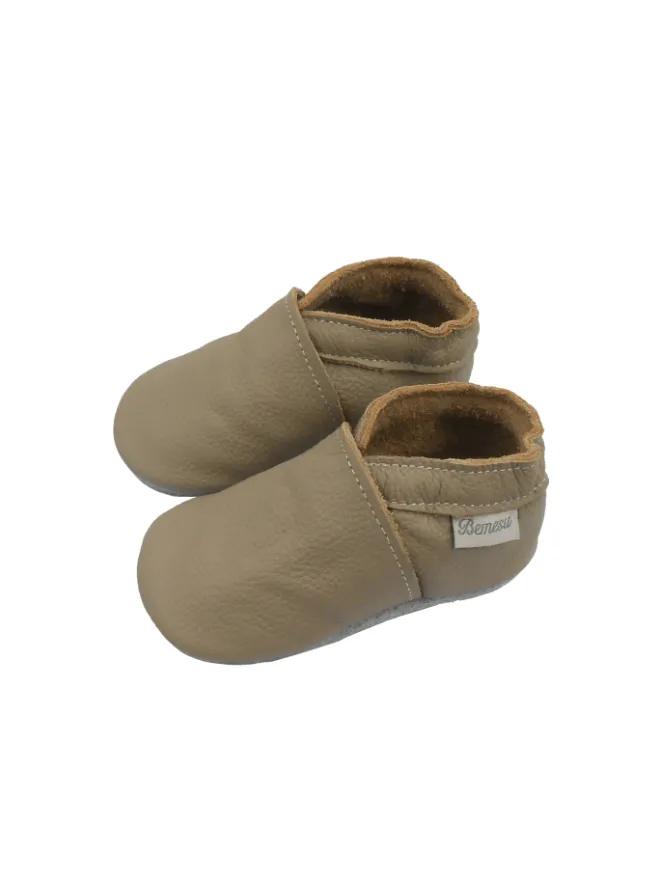 Baby-Leder-Laufschuhe, komfortabel mit rutschfester Sohle - Khaki>Bemesu Discount