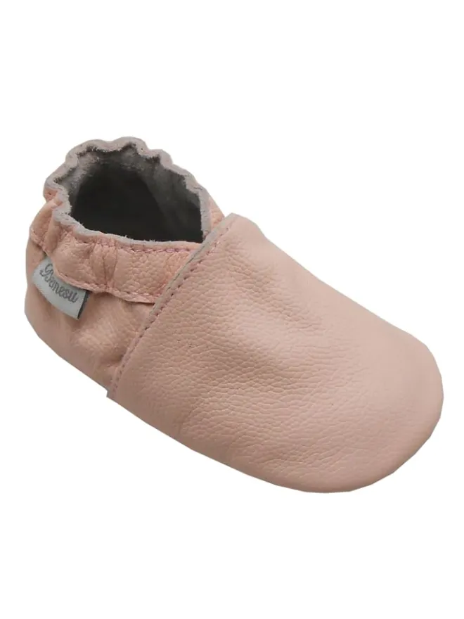 Bemesu Krabbelschuhe^Baby-Leder-Laufschuhe, komfortabel mit rutschfester Sohle - Rosa