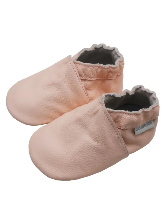 Bemesu Krabbelschuhe^Baby-Leder-Laufschuhe, komfortabel mit rutschfester Sohle - Rosa