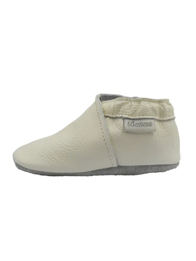 Baby-Leder-Laufschuhe, komfortabel mit rutschfester Sohle - Weiß>Bemesu Online