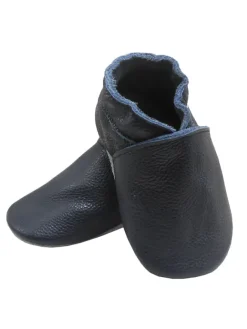 Bemesu Krabbelschuhe^Baby-Leder-Laufschuhe, komfortabel mit rutschfester Sohle - Dunkelblau