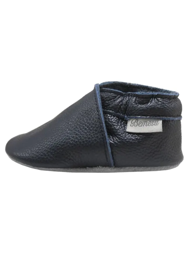 Bemesu Krabbelschuhe^Baby-Leder-Laufschuhe, komfortabel mit rutschfester Sohle - Dunkelblau