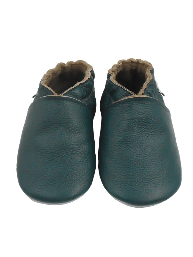 Baby-Leder-Laufschuhe, komfortabel mit rutschfester Sohle - Dunkelgrün>Bemesu Sale