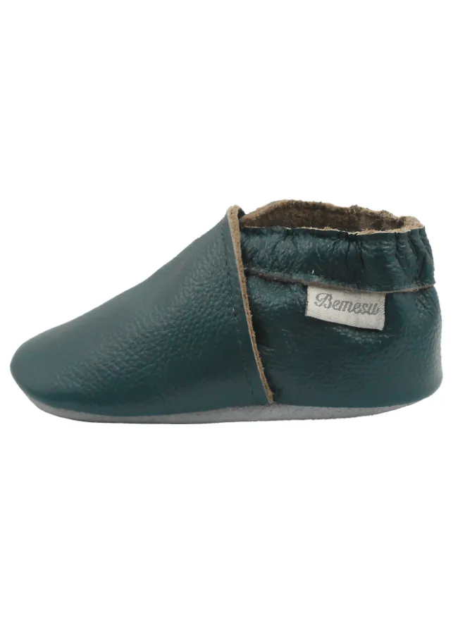 Baby-Leder-Laufschuhe, komfortabel mit rutschfester Sohle - Dunkelgrün>Bemesu Sale