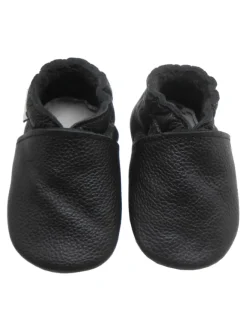 Bemesu Krabbelschuhe^Baby-Leder-Laufschuhe, komfortabel mit rutschfester Sohle - Schwarz