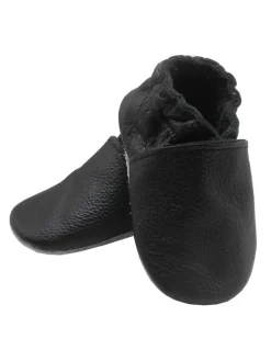 Bemesu Krabbelschuhe^Baby-Leder-Laufschuhe, komfortabel mit rutschfester Sohle - Schwarz