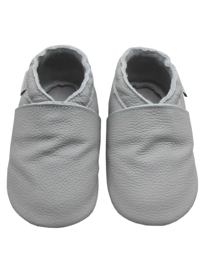 Bemesu Krabbelschuhe^Baby-Leder-Laufschuhe, komfortabel mit rutschfester Sohle - Grau