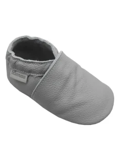 Bemesu Krabbelschuhe^Baby-Leder-Laufschuhe, komfortabel mit rutschfester Sohle - Grau