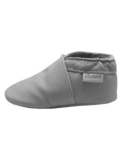 Bemesu Krabbelschuhe^Baby-Leder-Laufschuhe, komfortabel mit rutschfester Sohle - Grau