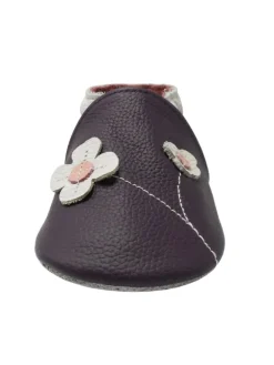 Yalion Krabbelschuhe^Baby-Lederlaufschuhe mit rutschfester Sohle – lila mit Blumenmuster