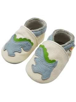 Baby-Lederlaufschuhe mit rutschfester Sohle – Cremefarben mit Dinosauriermuster>Yalion Sale