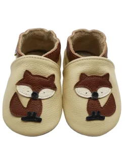 Baby-Lederlaufschuhe mit rutschfester Sohle – Cremefarben mit Fuchsmotiv>Yalion Sale