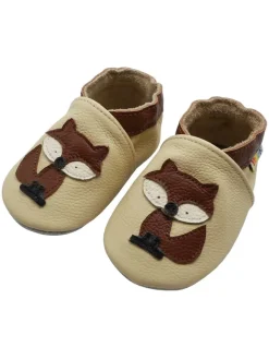 Baby-Lederlaufschuhe mit rutschfester Sohle – Cremefarben mit Fuchsmotiv>Yalion Sale