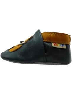 Yalion Krabbelschuhe^Baby-Lederlaufschuhe mit rutschfester Sohle – dunkelgrün mit Fuchsmotiv