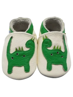 Yalion Krabbelschuhe^Baby-Lederlaufschuhe mit rutschfester Sohle – grünes Dinosauriermuster