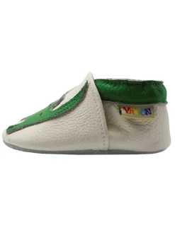 Yalion Krabbelschuhe^Baby-Lederlaufschuhe mit rutschfester Sohle – grünes Dinosauriermuster