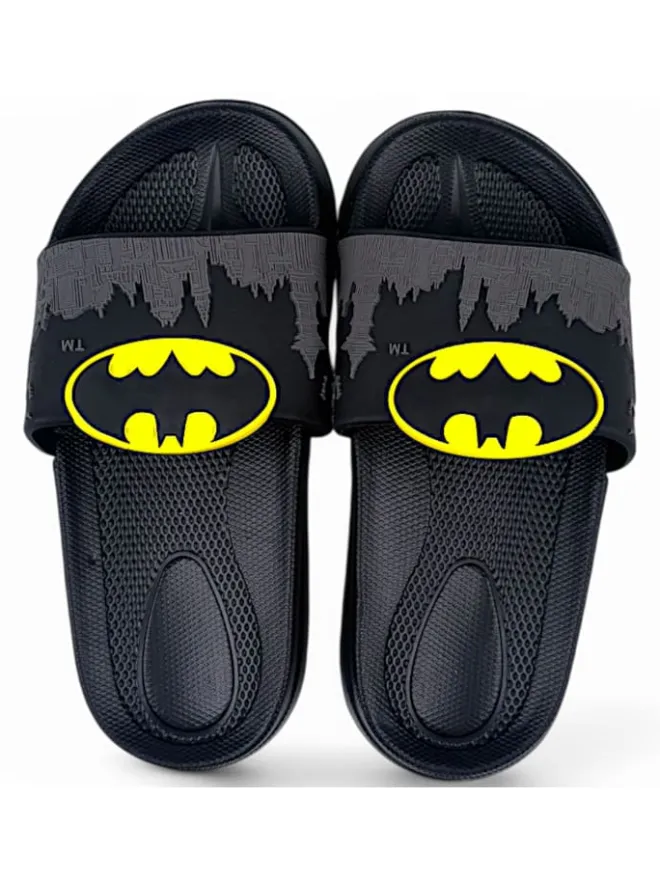 Batman Badeschuhe^Badelatschen in Schwarz