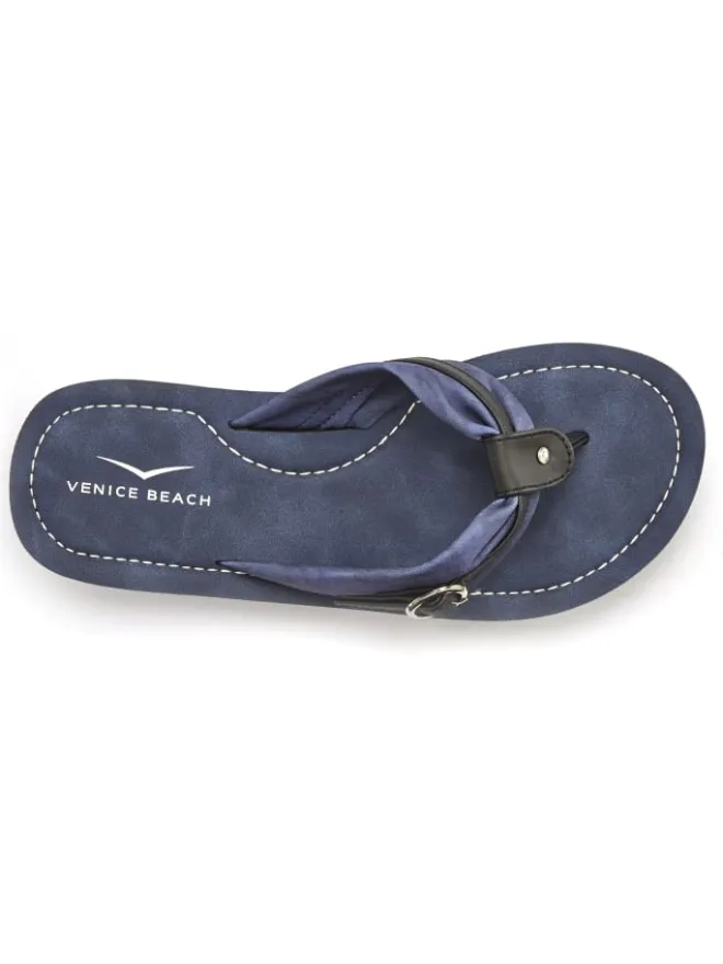 Venice Beach Sandalen·Zehensandalen^Badezehentrenner in blau-schwarz