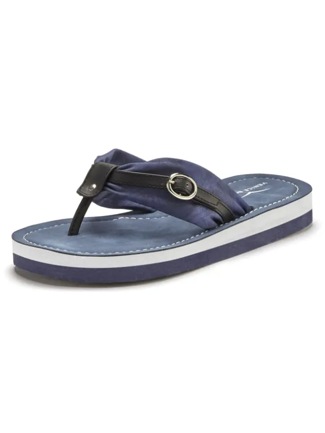 Venice Beach Sandalen·Zehensandalen^Badezehentrenner in blau-schwarz