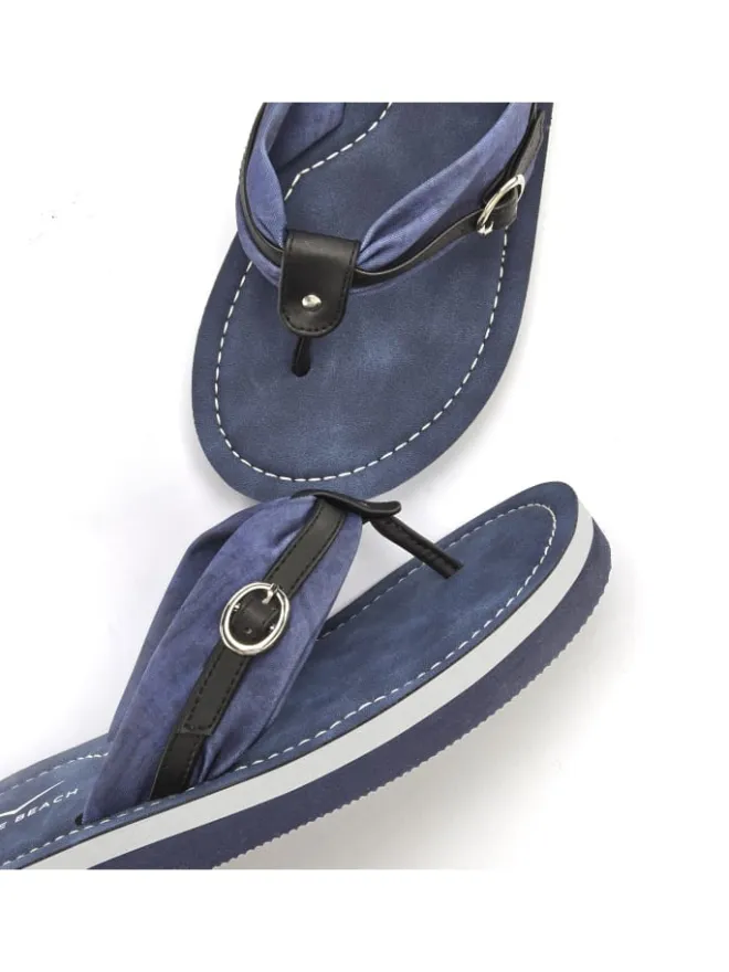Venice Beach Sandalen·Zehensandalen^Badezehentrenner in blau-schwarz