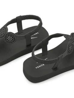 Venice Beach Sandalen·Zehensandalen^Badezehentrenner in schwarz