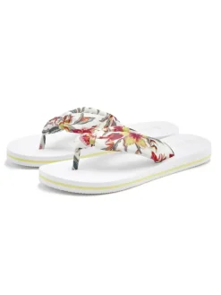 LASCANA Sandalen·Zehensandalen^Badezehentrenner in weiß geblümt
