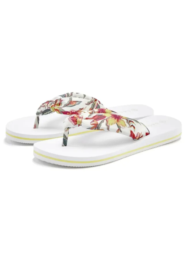 LASCANA Sandalen·Zehensandalen^Badezehentrenner in weiß geblümt