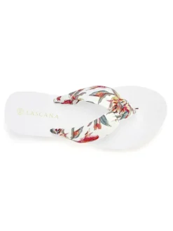LASCANA Sandalen·Zehensandalen^Badezehentrenner in weiß geblümt