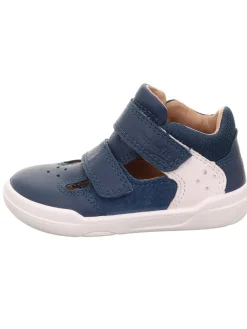Barfuß Leder-Halbsandalen "Superfree" in Dunkelblau/ Weiß>superfit