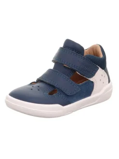 Barfuß Leder-Halbsandalen "Superfree" in Dunkelblau/ Weiß>superfit