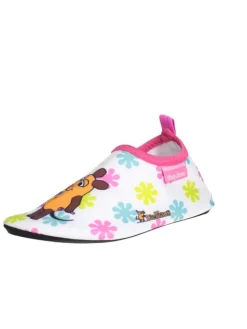 Playshoes Badeschuhe|Badeschuhe^Barfuß-Schuh DIE MAUS Blumen in Weiß/Rosa