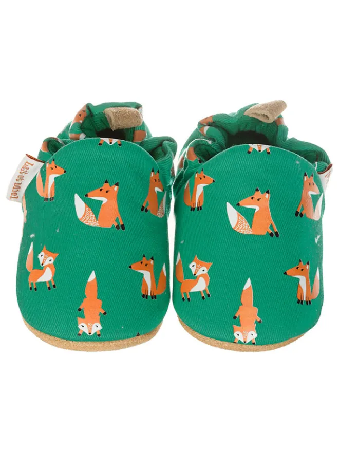 Baumwoll-Krabbelschuhe "Fox" in Grün>Lait et Miel Clearance