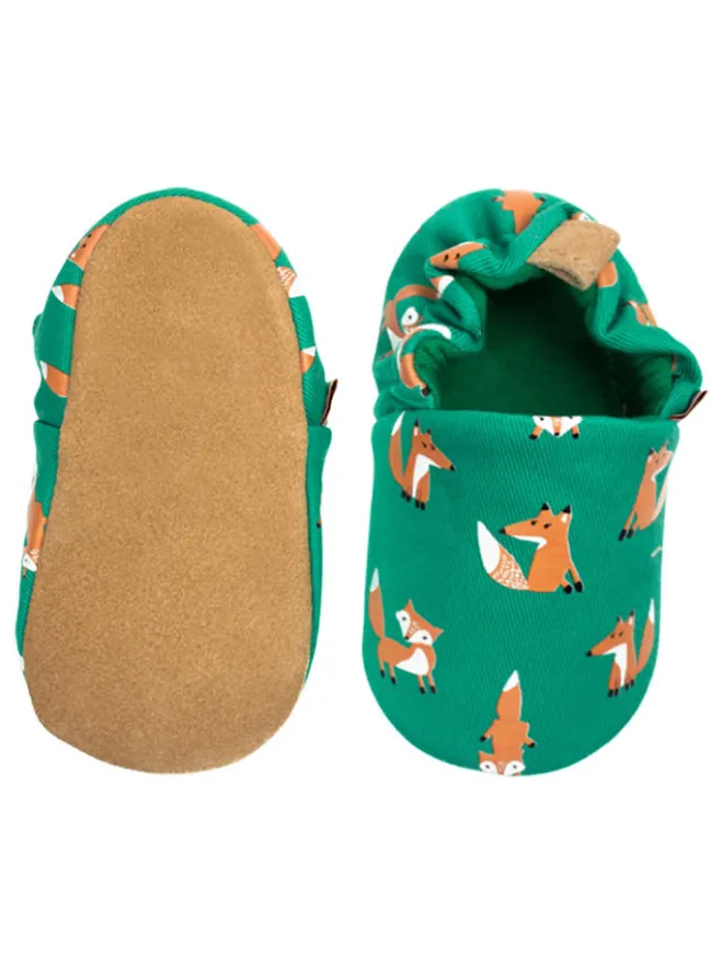 Baumwoll-Krabbelschuhe "Fox" in Grün>Lait et Miel Clearance