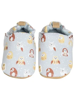 Baumwoll-Krabbelschuhe "Owl" in Hellblau>Lait et Miel Online
