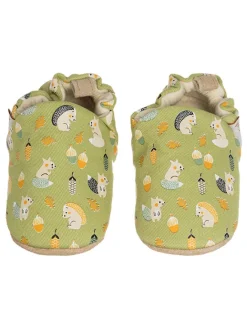 Baumwoll-Krabbelschuhe "Squirrel" in Grün>Lait et Miel