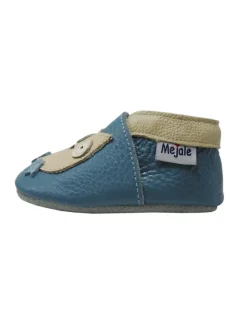 Blaue Baby Leder Krabbelschuhe, mit rutschfester Sohle – Eulen-Muster><noscript><img width=