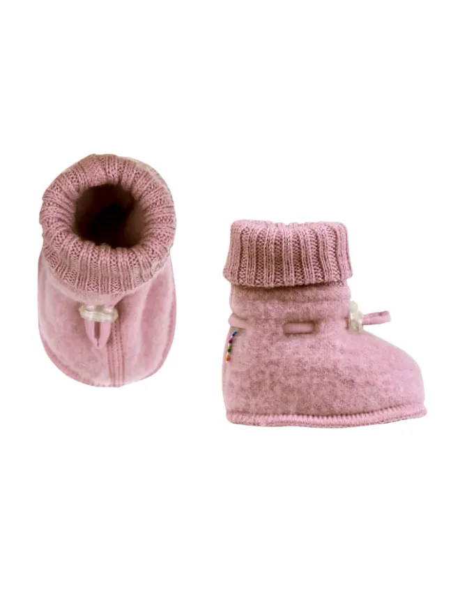 Joha Hausschuhe^Booties Krabbelschuhe Merino-Wolle in old rose