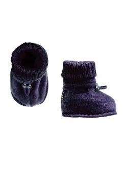 Joha Hausschuhe^Booties Krabbelschuhe Merino-Wolle in dark blue melange