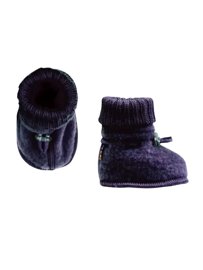 Joha Hausschuhe^Booties Krabbelschuhe Merino-Wolle in dark blue melange
