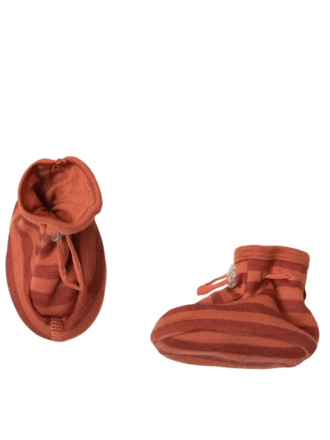 Booties Krabbelschuhe Merino-Wolle in red stripe>Joha Discount