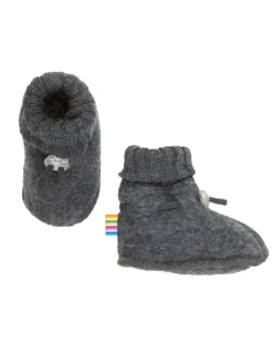 Booties Krabbelschuhe Merino-Wolle in coke melange>Joha