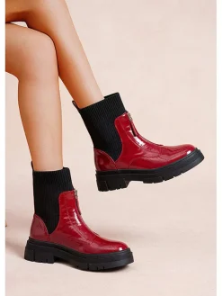 Foreverfolie Stiefel & Boots^Boots in Rot/ Schwarz