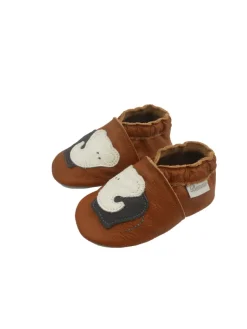Braune Baby-Leder-Laufschuhe, komfortabel mit rutschfester Sohle -Elefantenmotiv><noscript><img width=