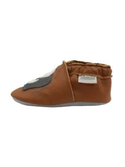 Braune Baby-Leder-Laufschuhe, komfortabel mit rutschfester Sohle -Elefantenmotiv><noscript><img width=
