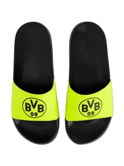 BVB Badeschuhe^Badeschlappen Logo neon in Schwarz