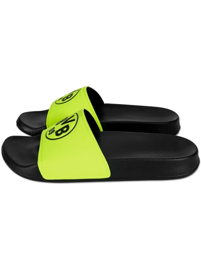 BVB Badeschuhe^Badeschlappen Logo neon in Schwarz